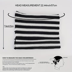 Striped Knitted Ice Silk Beanie Hat with Cat Ears