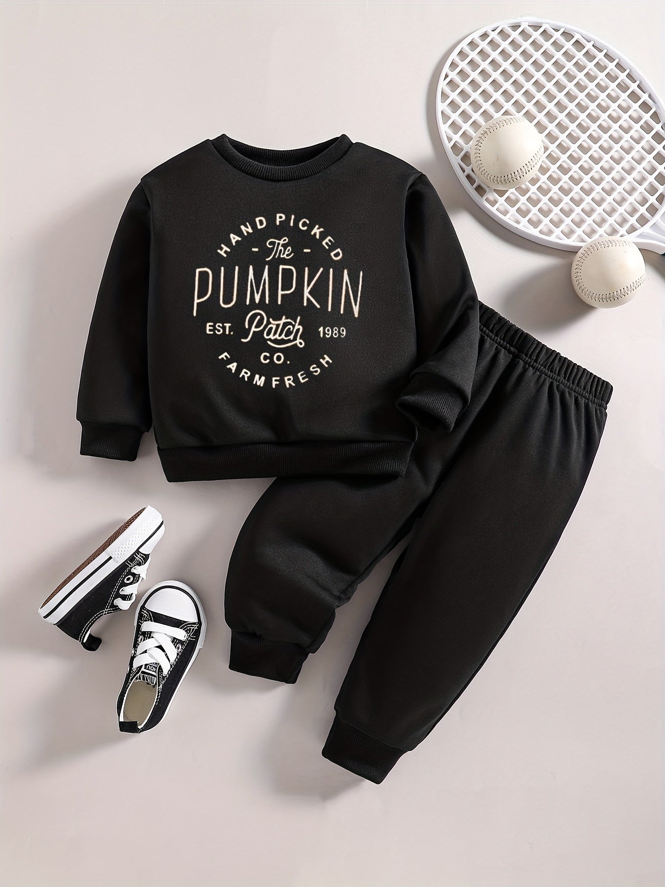 Baby Boy PUMPKIN Graphic Halloween Sweatshirt Set