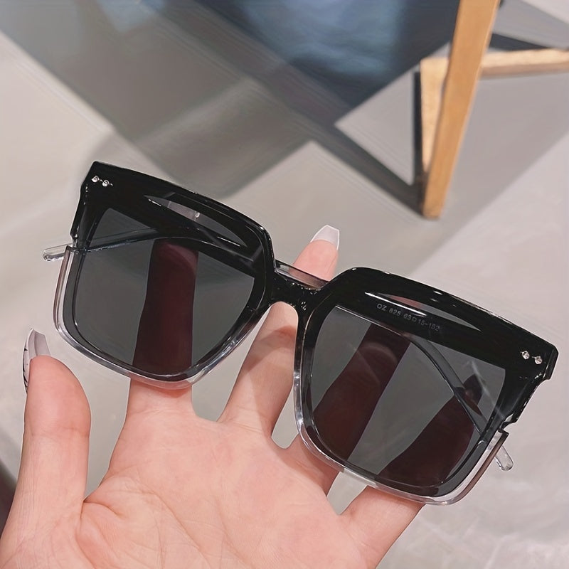 Square Sunglasses Rivet Decor Jelly Glasses UV400