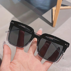 Square Sunglasses Rivet Decor Jelly Glasses UV400