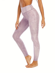 Light Purple Marble Print Yoga Leggings Tummy Control