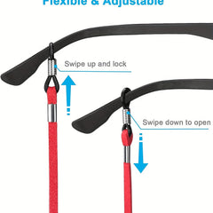 5 Pairs Adjustable Leather Eyeglass Straps Anti-Slip Chains with Ear Hooks