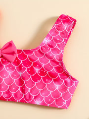 Baby Girls Mermaid One Shoulder Swimsuit Beach Outfit Set