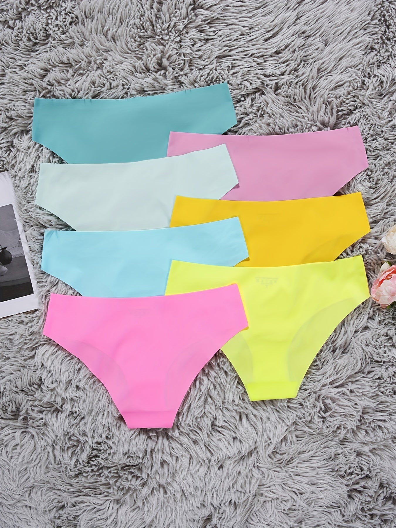 7pcs Seamless Solid Briefs Stretchy Intimates Panties Women's Lingerie