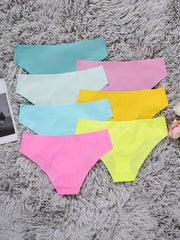 7pcs Seamless Solid Briefs Stretchy Intimates Panties Women's Lingerie