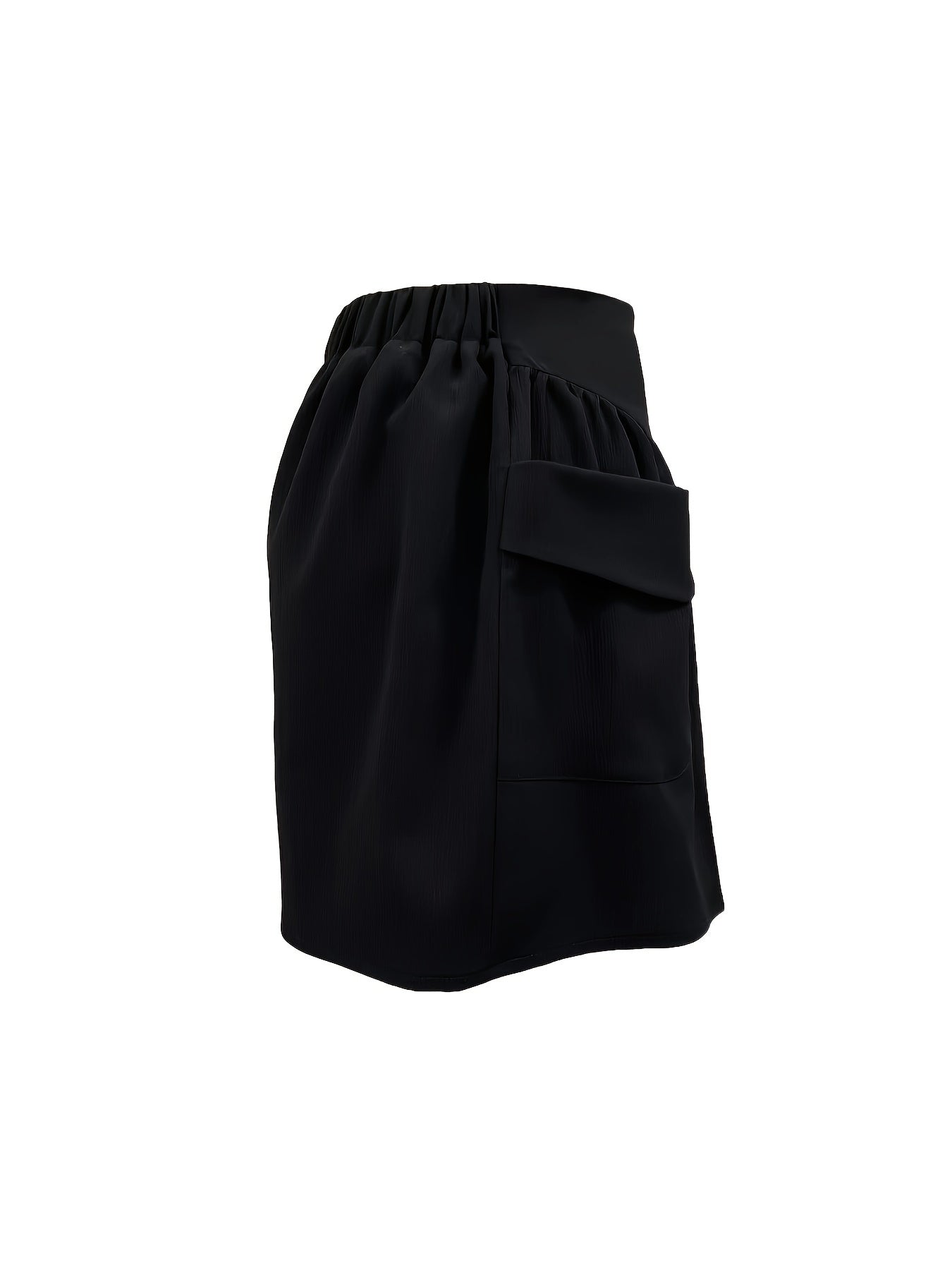 Solid Pockets Elastic Waist Women's Shorts Casual Spring Summer Clothing
