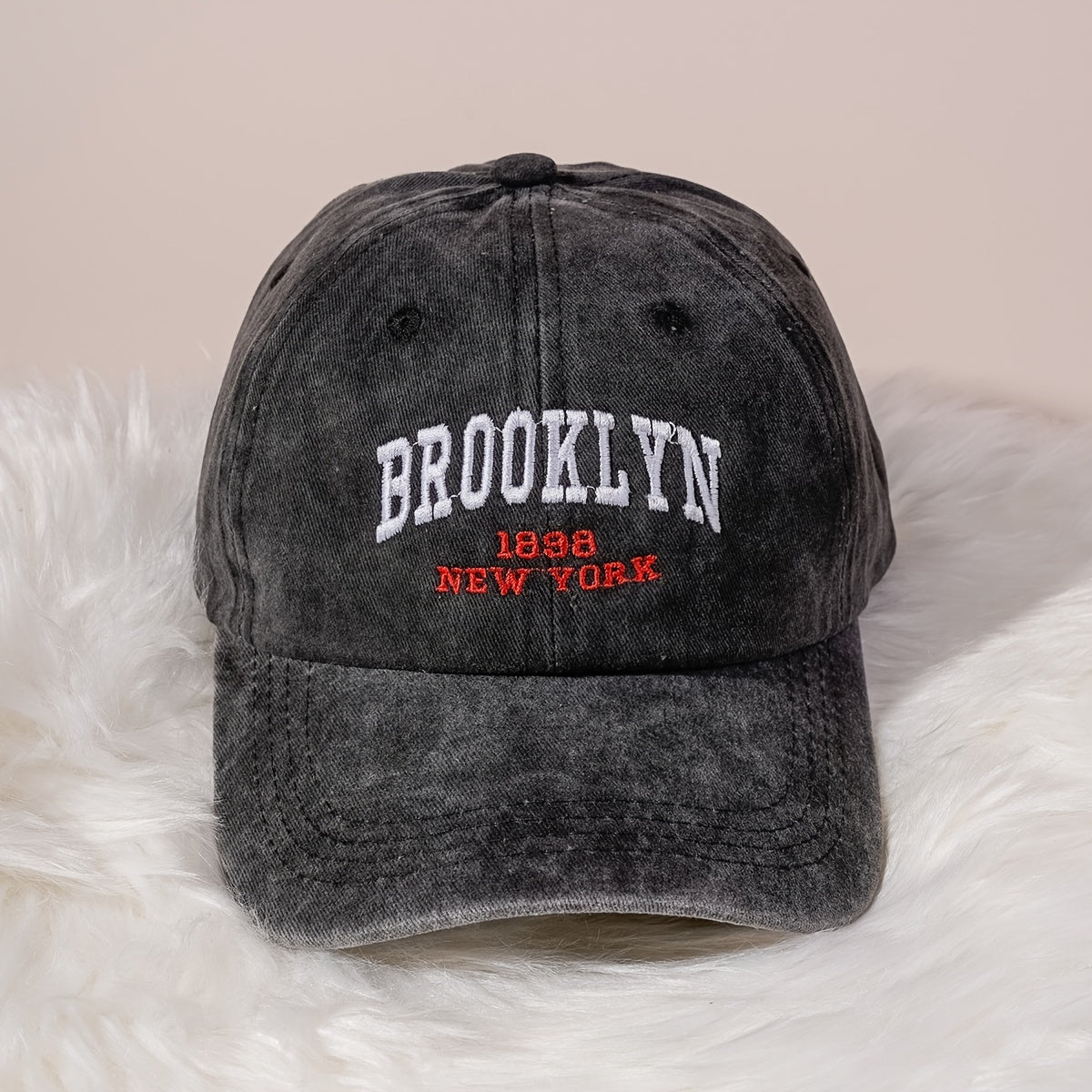 Distressed Denim Baseball Cap Embroidered Women's Sports Hat
