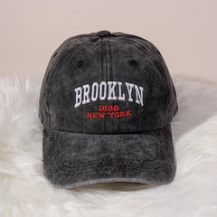 Distressed Denim Baseball Cap Embroidered Women's Sports Hat