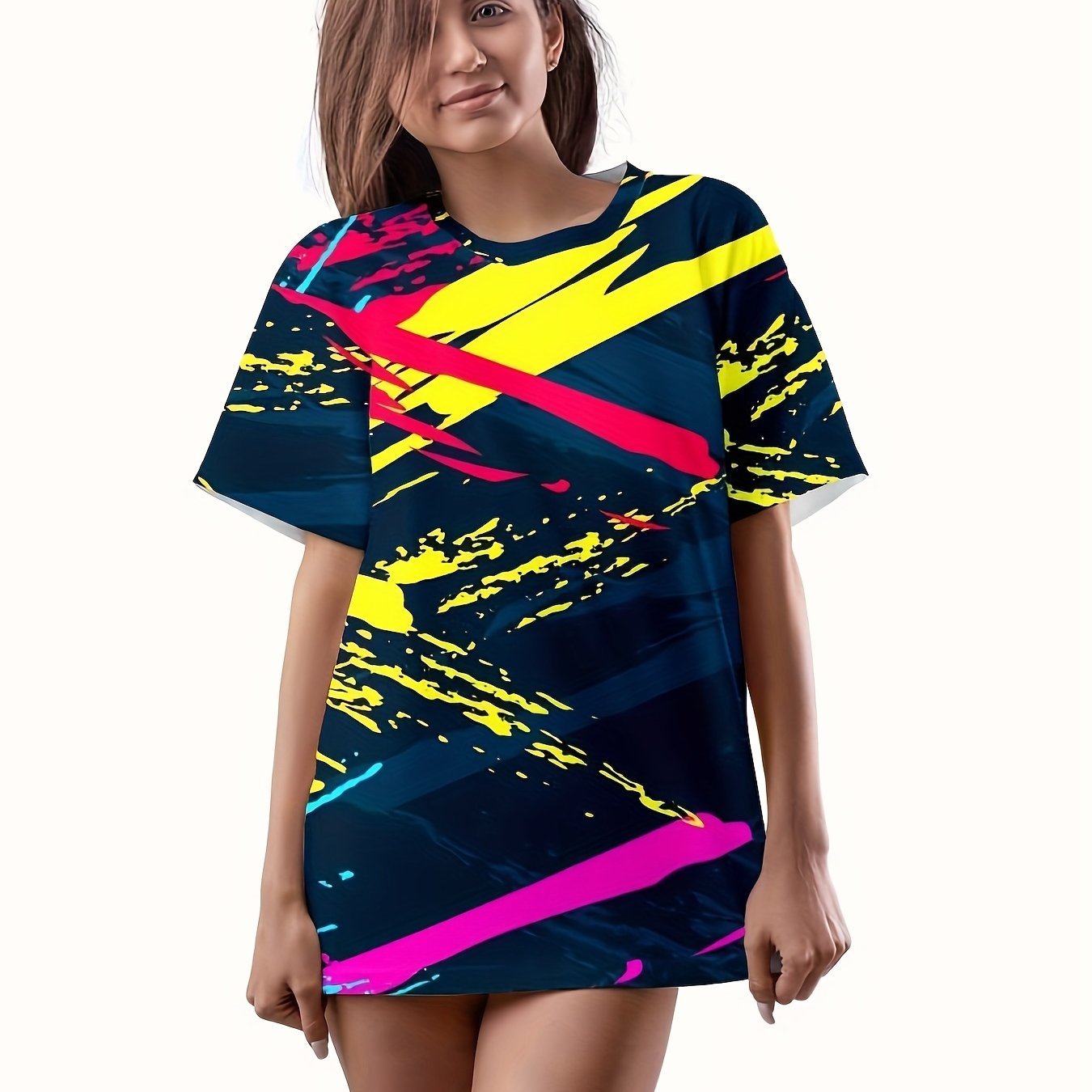 Graffiti Graphic Crew Neck Sports T Shirt Quick Drying
