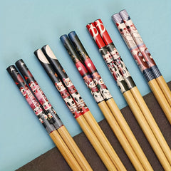 5 Pairs Reusable Bamboo Chopsticks Multicolor Dishwasher Safe