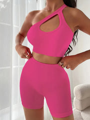 Ribbed Cut Out Sports Outfit Set