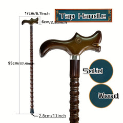 Dragon Wooden Handle Cane Lightweight Crutch Anti-slip Hiking Cane