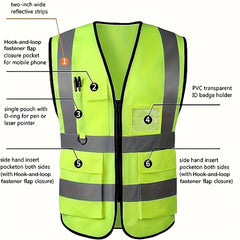 Reflective Safety Vests With Pockets And Zippers