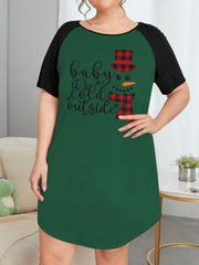 Snowman Print Nightdress Women's Sleep Dress