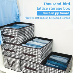 Houndstooth Clothes Storage Box Foldable Large Capacity Household