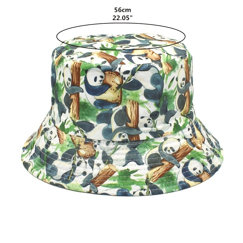 Colorful Print Bucket Hat Panda Dog Flower Cartoon Cloche Hat