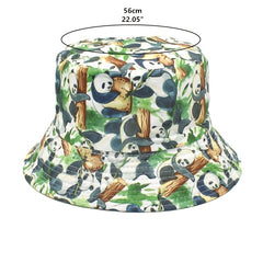 Colorful Print Bucket Hat Panda Dog Flower Cartoon Cloche Hat