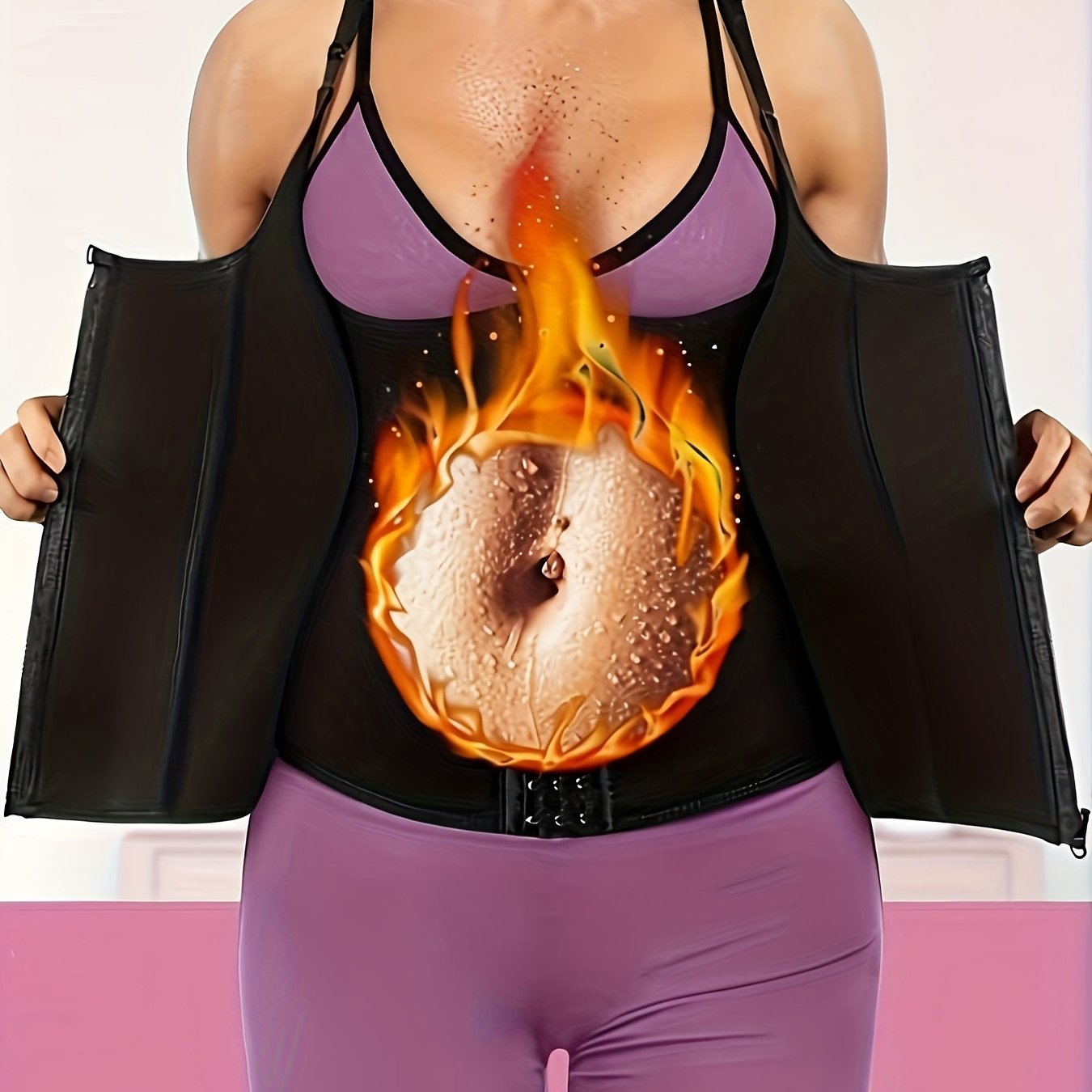 Women's Zipper Waist Trainer Vest Corset Neoprene Sweat Sauna Tank Top