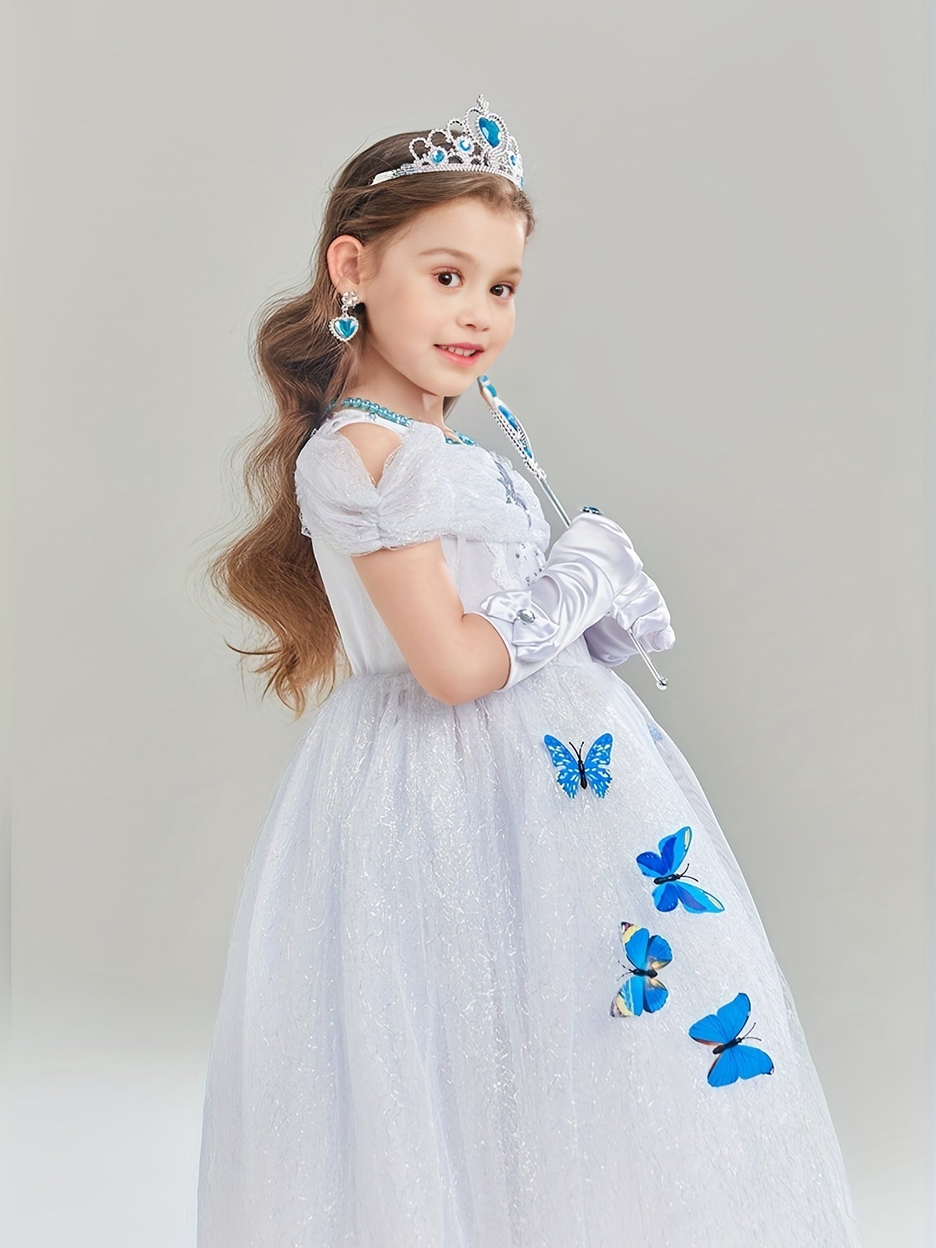 Girls Butterflies Print Princess Dress Costume