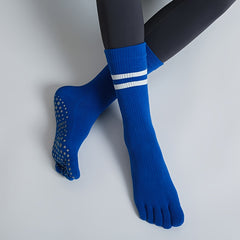 5 Toe Split Mid Calf Grip Socks Non slip Yoga Pilates Ballet Socks Women's
