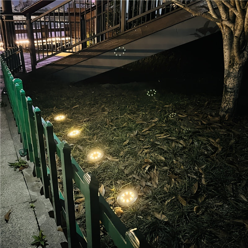 4pcs LED Solar Buried Lights Outdoor Waterproof Stainless Steel Lawn Lights