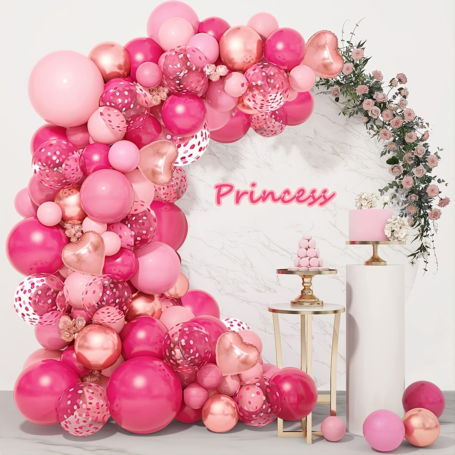 162 Pink Balloon Ring Arch Set for Princess Parties & Birthdays