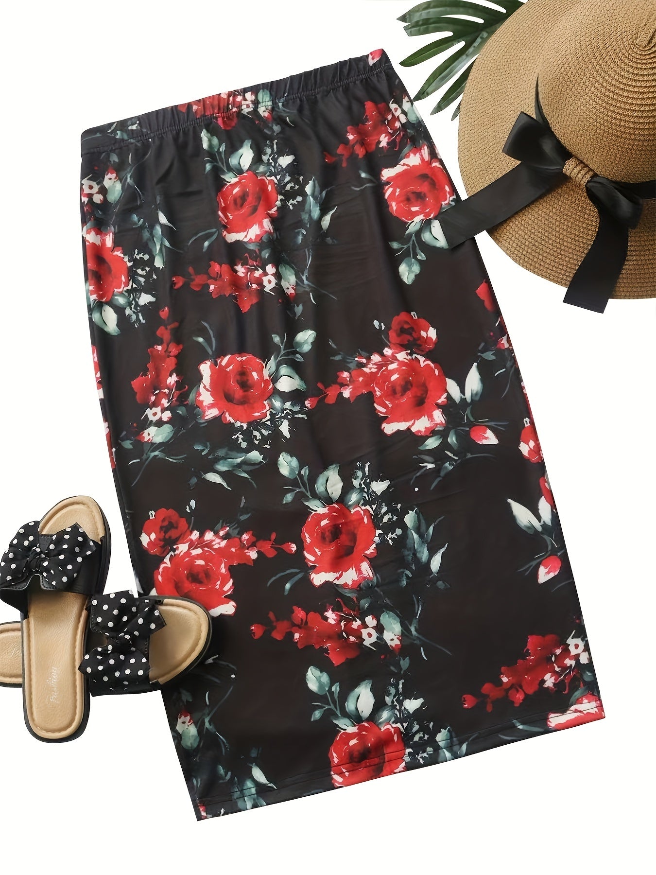 Floral Print High Waist Slim Skirt for Women