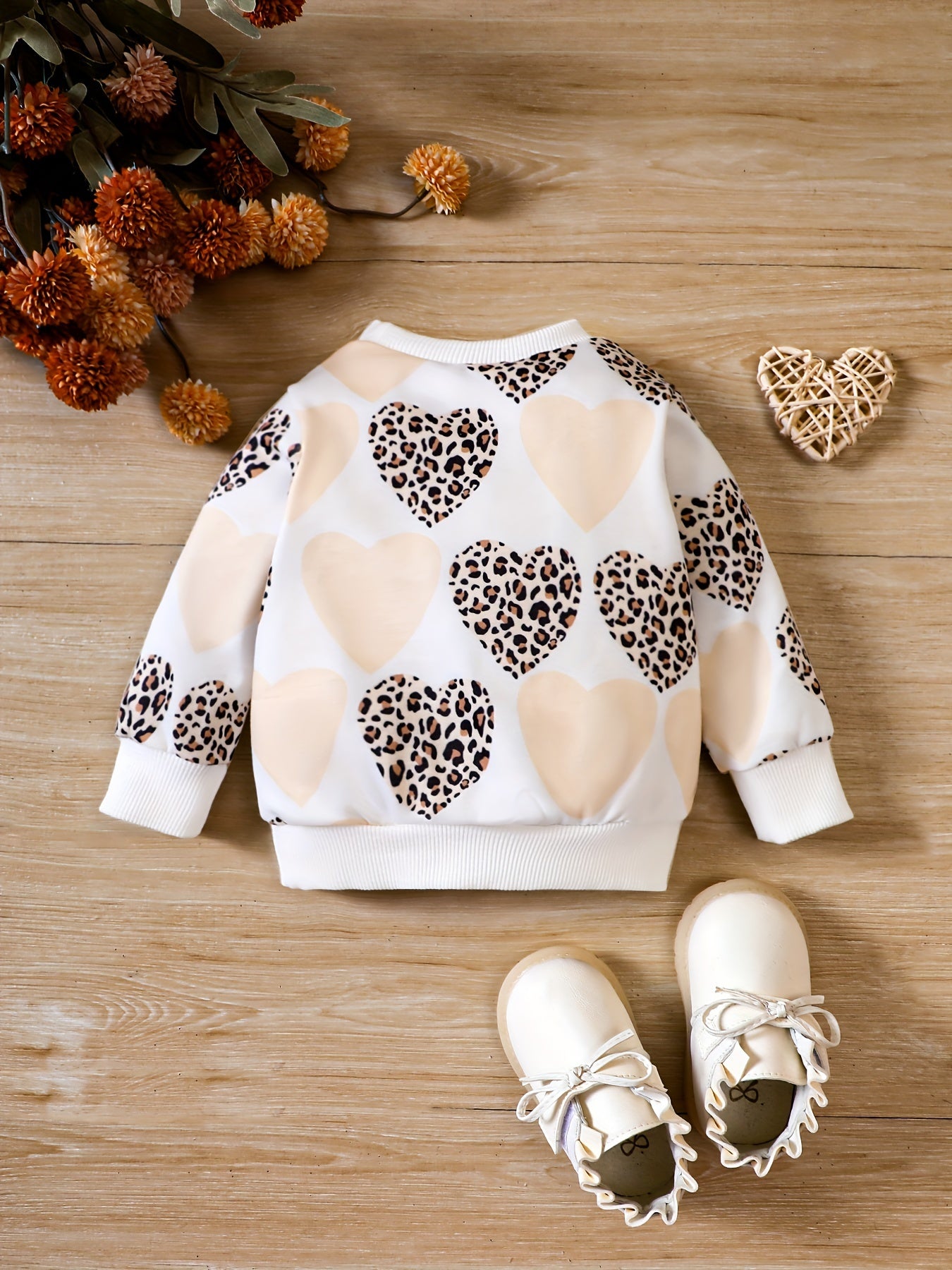 Toddler Baby Girl Leopard Love Printed Sweatshirt Long Sleeve Pullover