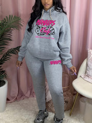 Women's Plus Geometric Print Hoodie & Sweatpants Set