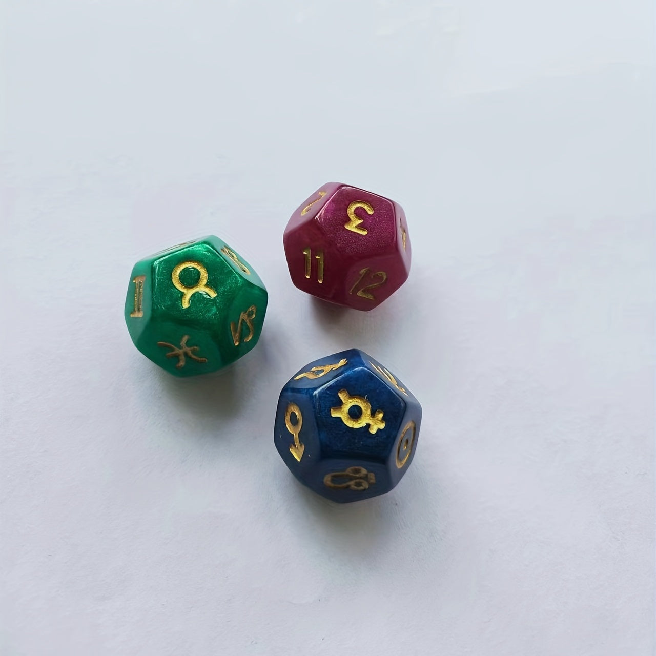 12-Sided Astrological Tarot Dice with Velvet Bag