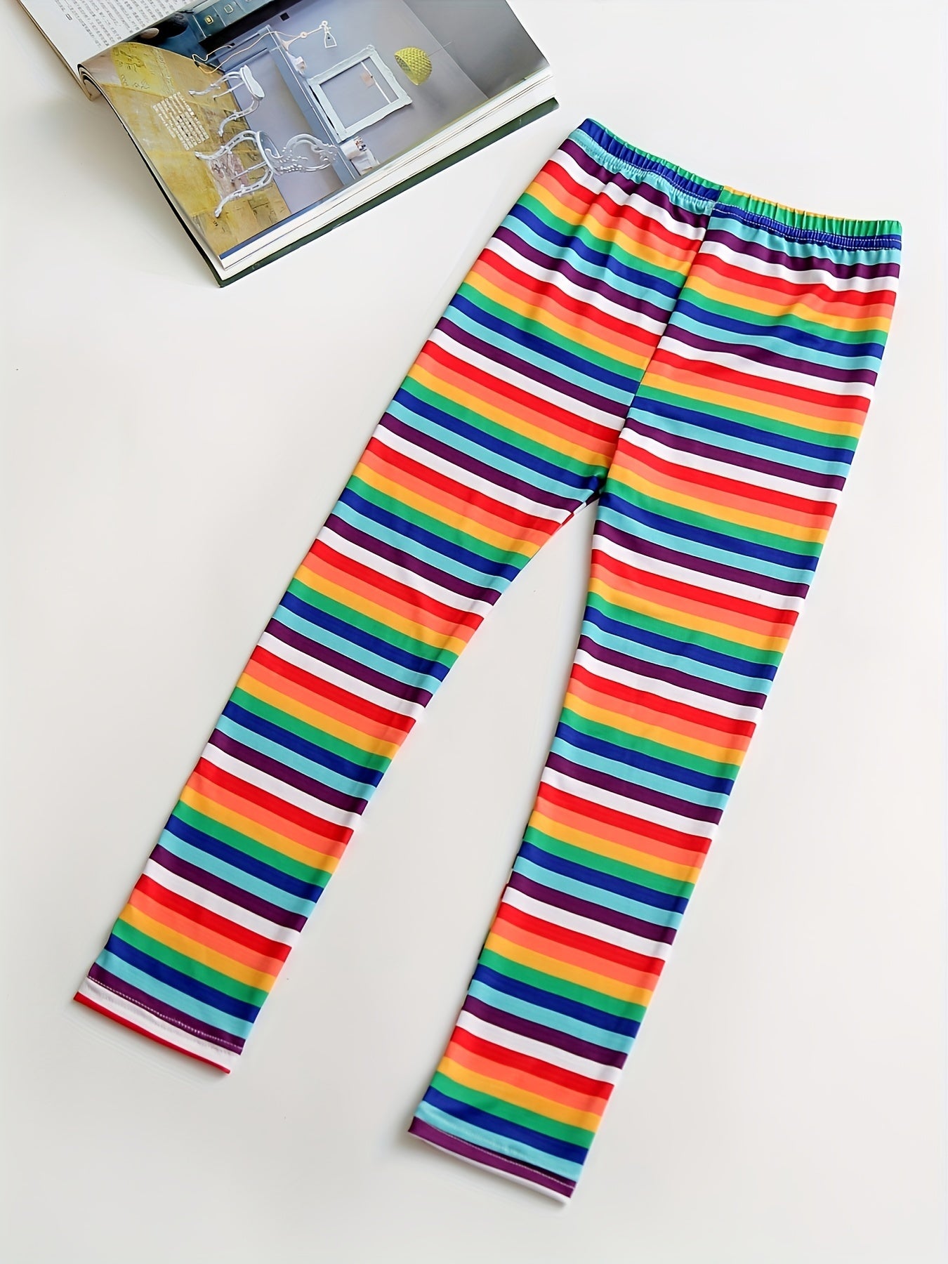 Toddler Girls Rainbow Striped Tie Dye & Elk Snowflake Leggings Set