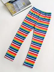 Toddler Girls Rainbow Striped Tie Dye & Elk Snowflake Leggings Set