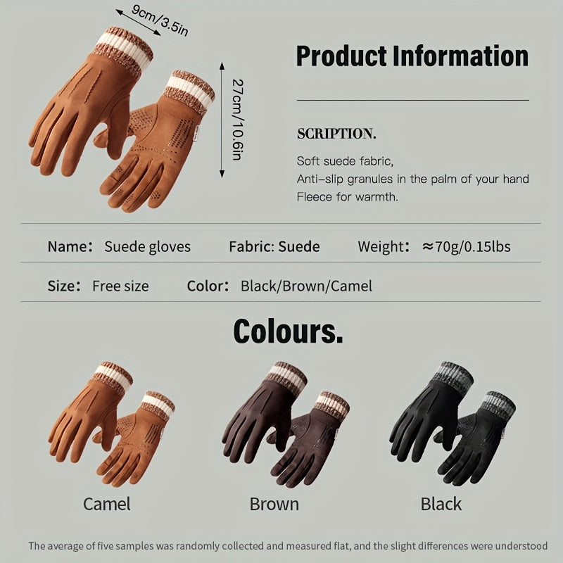 Winter Fleece Non-slip Gloves Men's Outdoor Plus Velvet Wear-resistant