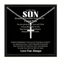 Son Cross Necklace - Stainless Steel Birthday Gift for Teen Boys