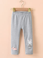 Girls Cat & Rabbit Print Cotton Leggings for Autumn & Spring