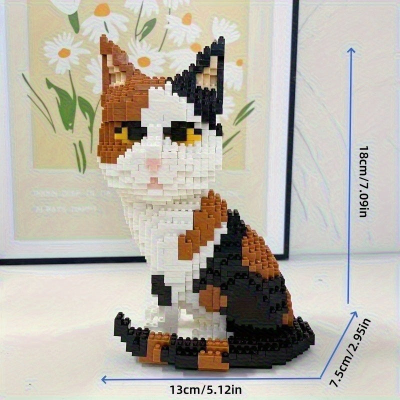 Psc Adorable Pet Cat Building Block Model Office And Home Decorative Item