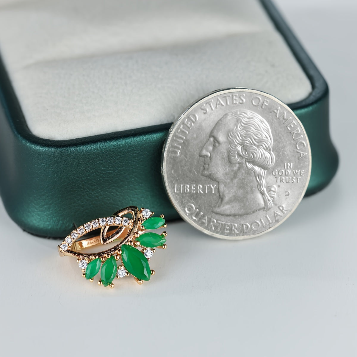 Green Marquise Zircon Earrings Golden Party Jewelry