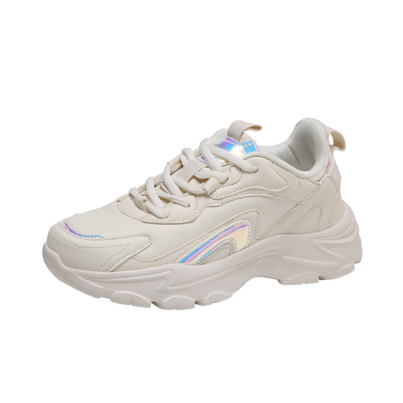 Women's Faux Leather Chunky Sneakers Comfortable Travel Shoes