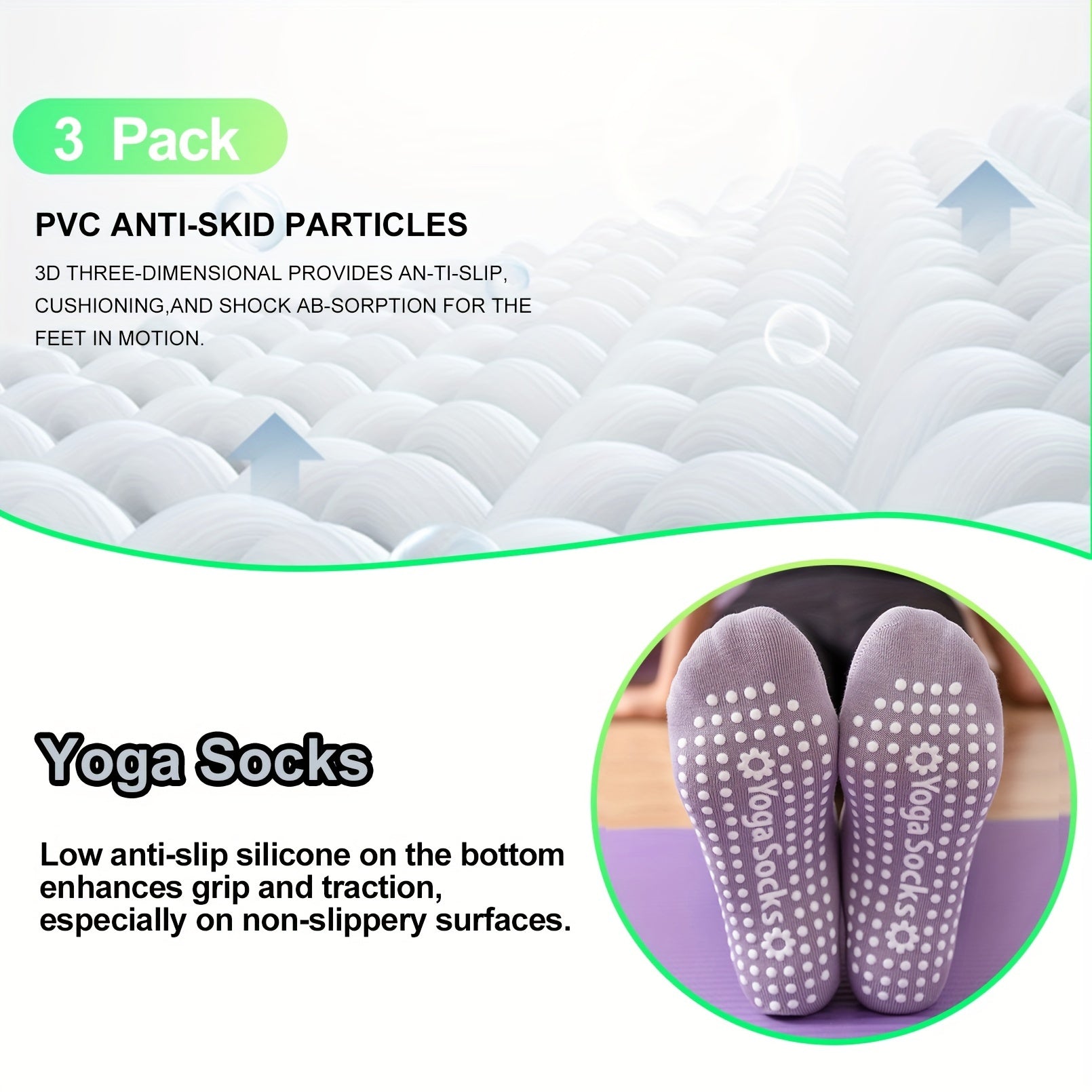 3 Pairs Non Slip Yoga Socks for Women, Perfect for Pilates, Barre, Ballet