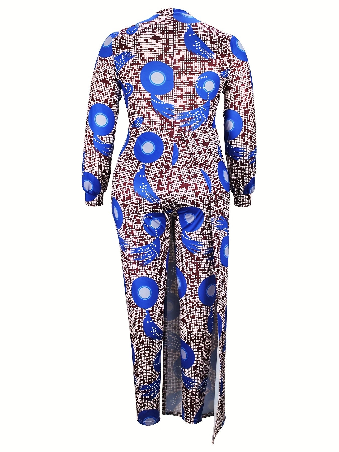 Geometric Print Long Sleeve Jumpsuit