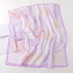 Thin Silk Feeling Square Scarf Casual Neck Scarf Hair Wrap For Night