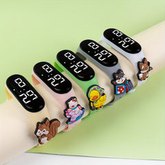 Kids Digital LED Bracelet Watches 5pcs Animal Designs TPU Strap