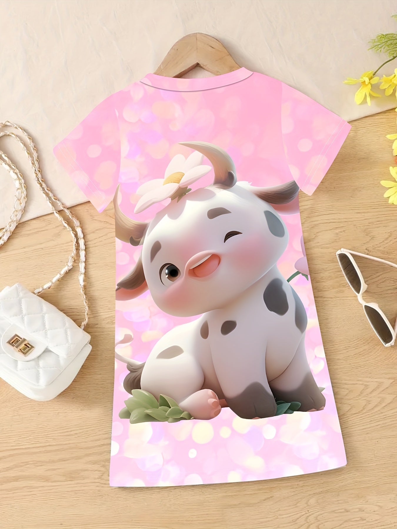 Girls Cow Print Dress Summer Clothes Gift