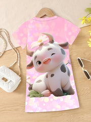 Girls Cow Print Dress Summer Clothes Gift
