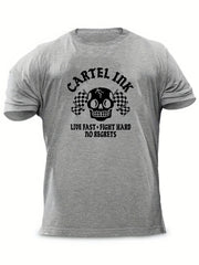 Men's Skull Graphic T-shirt Casual Comfy Crew Neck Tee