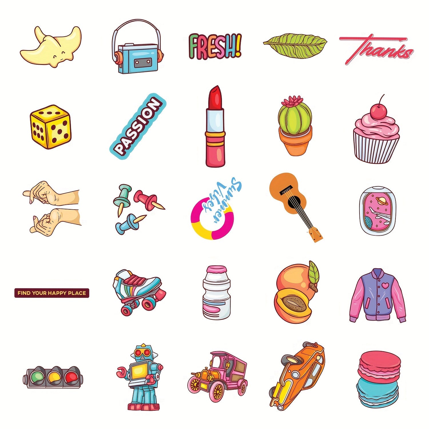50pcs Vinyl Waterproof Stickers for Water Bottles Laptop Skateboard