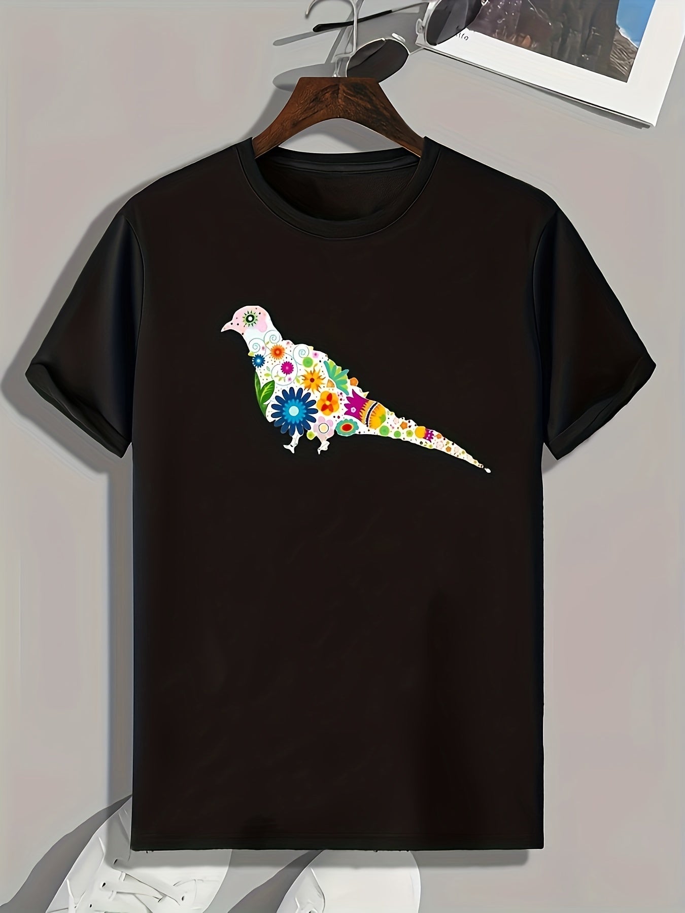 Bird Pattern Print Men's Sports T-shirt Graphic Tee