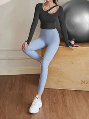 Breathable Yoga Top Long Sleeves Chest Pads Fitness Women's Activewear