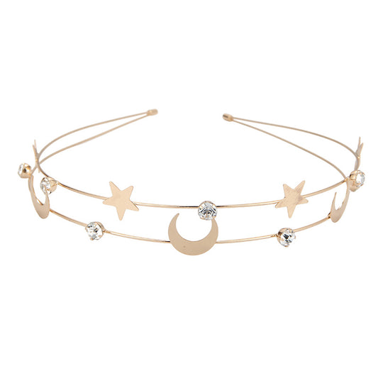 Rhinestone Crystal Headband Butterfly Moon Star Double Metal Headband