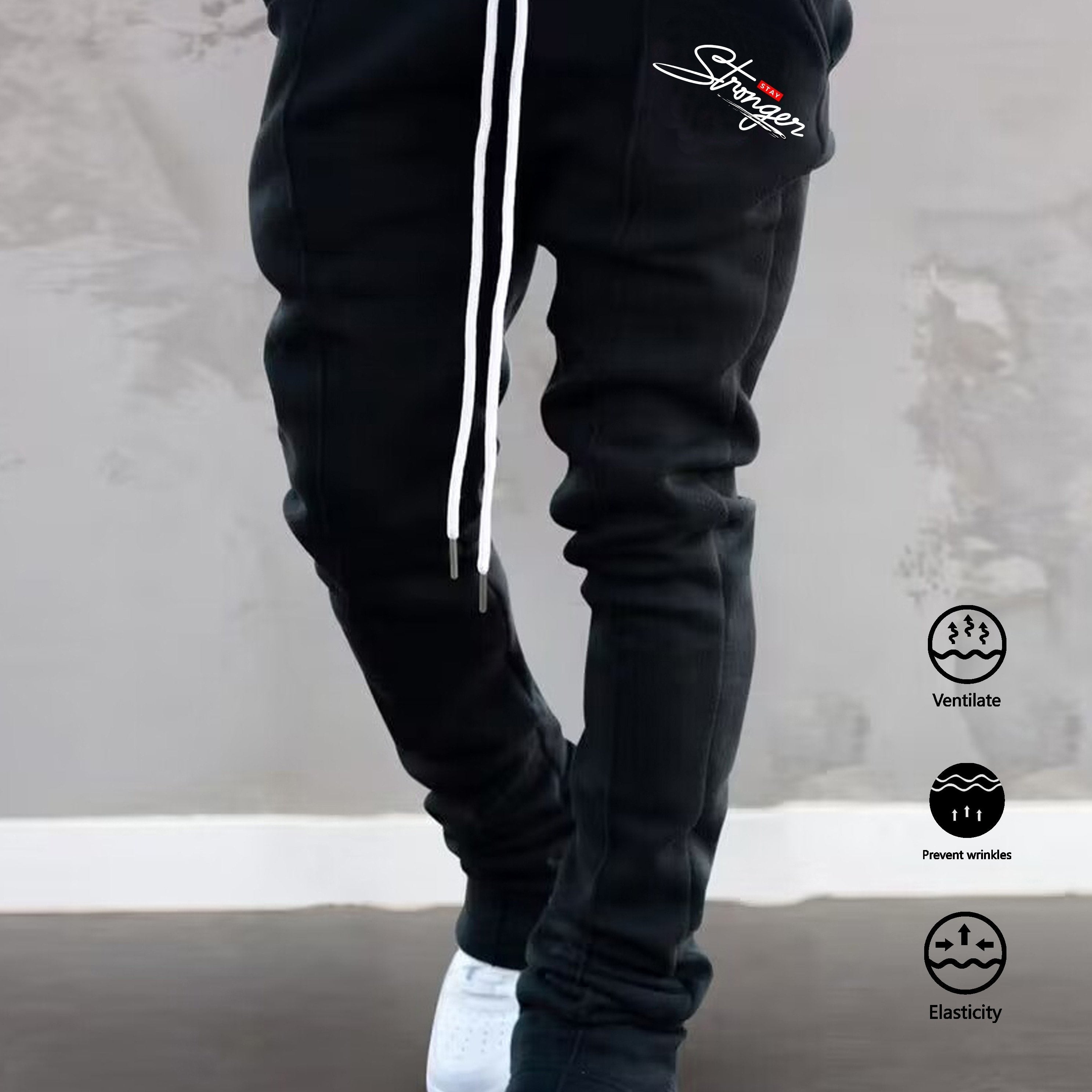 Men's Letter Print Joggers Casual Loose Fit Drawstring Pants